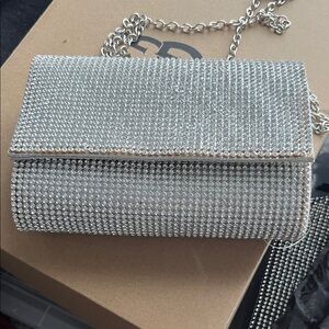 Silver Rhinestone Clutch Bag